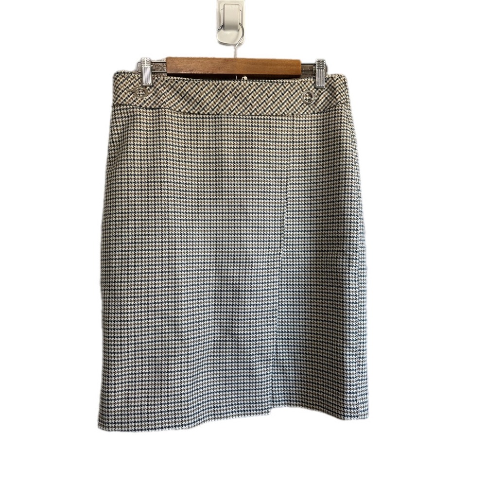 H&M Houndstooth Pencil Skirt Women Size 10 Tan Black Excellent Knee Length‎ Ring